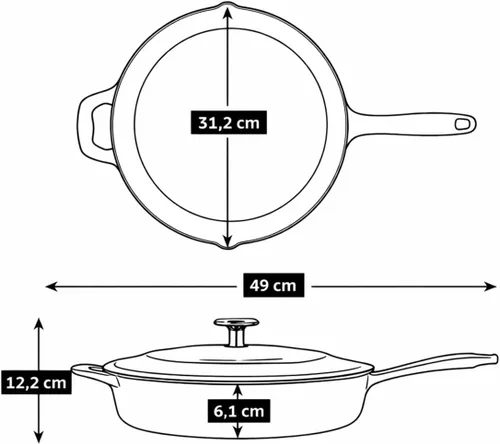 Vista 7 de Tramontina Sartén de hierro fundido esmaltado y horno holandés Sartén perfecta para freír, sellar, estofar y cocinar de horno a mesa