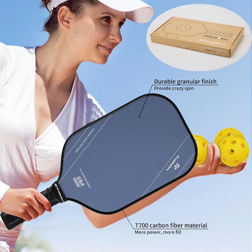 Vista 4 de Raqueta de pickleball FH-500 T700, raqueta de pickleball ofensiva de 0.551 in de grosor a dos manos, velocidad y control