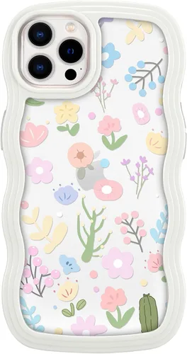 Vista 17 de ZCDAYE Funda compatible con iPhone 11, diseño floral estético, bonita funda rizada y ondulada para mujeres y niñas, funda de TPU suave a prueba