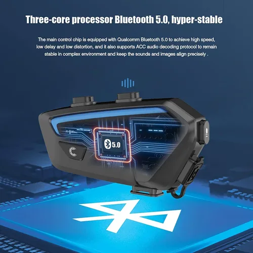 Vista 5 de FreedConn FX 10 Riders - Auriculares Bluetooth para motocicleta con intercambio de música, intercomunicador Bluetooth con cancelación de ruido/radio