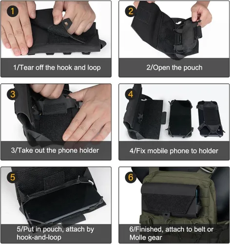 Vista 6 de IDOGEAR Bolsa táctica Molle para teléfono celular con múltiples camuflaje para chaleco, placa Molle, utilidad, bolsa pequeña militar, soporte