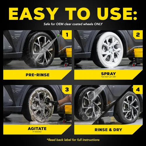 Vista 6 de Meguiar's Hot Rims Limpiador Espumoso de Llantas y Neumáticos - Combina un Limpiador de Llantas y Neumáticos en Un Solo Producto que Elimina