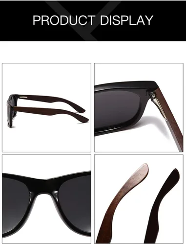 Vista 5 de YAMEIZE Gafas de sol de madera polarizadas para mujeres y hombres, 100% protección UV, pesca, conducción, marco de bambú de madera