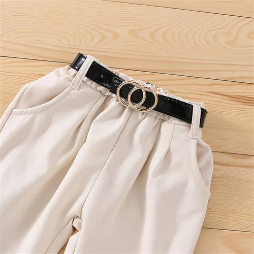 Vista 9 de Conjunto de 2 piezas de ropa de otoño e invierno, camiseta de manga larga abombada, pantalones largos rectos, ropa de moda para bebé