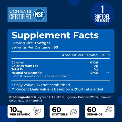 Vista 3 de We Like Vitamins Astaxantina 10 mg Softgel – Suplementos de astaxantina altamente potentes de Haematococcus Pluvialis – Mejora los ojos