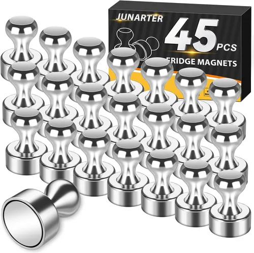 Vista 10 de Paquete de 20 Chinchetas Magnéticas, Imanes Negros Fuertes para Refrigerador, Imanes para Pizarra Blanca, Imanes para Refrigerador Fuertes, Imanes