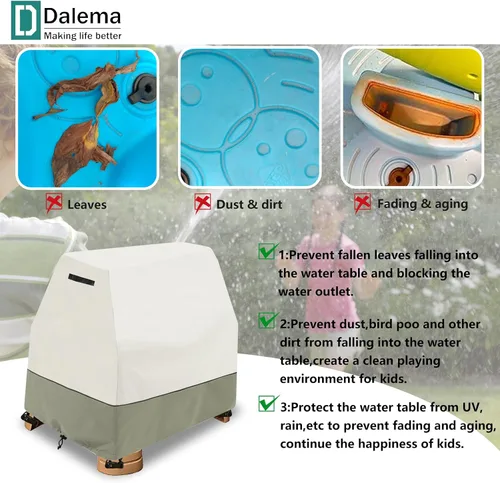 Vista 6 de Cubierta para mesa de agua para niños, resistente al aire libre, 600D, impermeable, anti-UV, a prueba de polvo, para niños, compatible con Step2