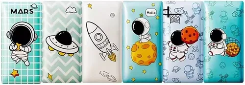 Vista 8 de Paneles de pared 3D de dibujos animados 3D suave cabecero de cama autoadhesiva, anticolisión, calcomanías de pared para habitaciones de niños