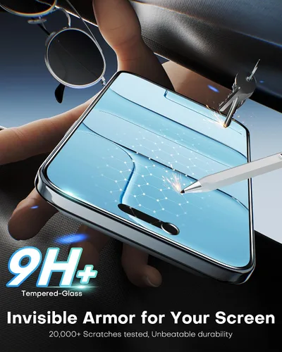 Vista 5 de OMOTON Protector de pantalla de privacidad para iPhone Air [Aplicación sin fallos], vidrio templado para iPhone 17 Air con dureza 9H+ y grado