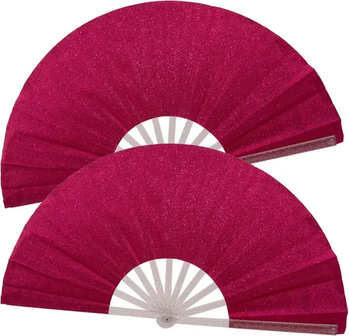 Vista 27 de Ventilador plegable de mano grande, botas en el suelo, abanicos decorativos plegables de manivela para bailes, fiestas, bodas, festivales de música