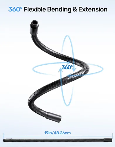 Vista 3 de Soporte universal de cuello de cisne de micrófono flexible de 19 pulgadas, hilos macho y hembra de 5/8 pulgadas, alta carga, construcción