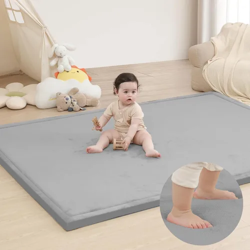 Vista 76 de Huloo Sleep - Tapete de juego para la habitación de bebés y niños pequeños, anticaídas, de espuma elástica de 1.3" de grosor, 28" x 72", terciopelo