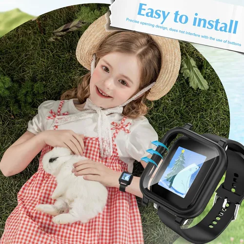 Vista 4 de Paquete de 2 fundas protectoras compatibles con Gabb Watch 3/3e, carcasa rígida de policarbonato duro con protector de pantalla de vidrio templado