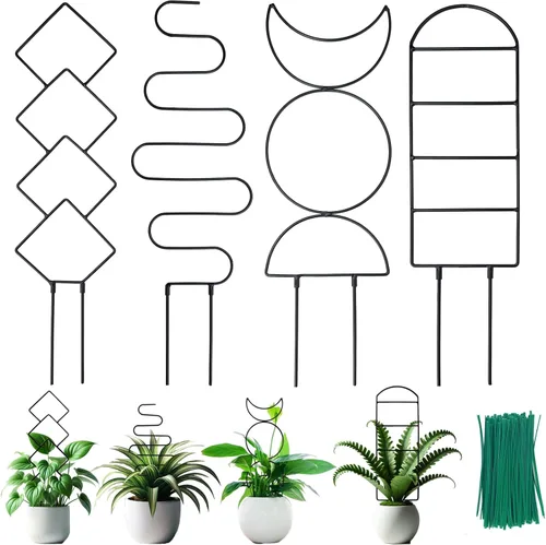 Vista 7 de 4 Paquetes de Enrejados para Plantas Trepadoras de Interior, HENABLE Enrejado de Metal Pequeño para Jardín para Plantas en Macetas al Aire Libre