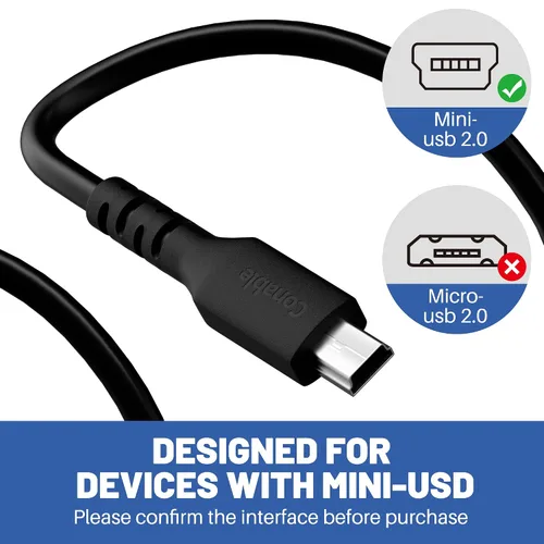 Vista 5 de Cable mini USB de 2 pies, cable de carga USB A a Mini B, compatible con GoPro Hero 3+, controlador PS3, cámara, Dash Cam, calculadoras de Texas