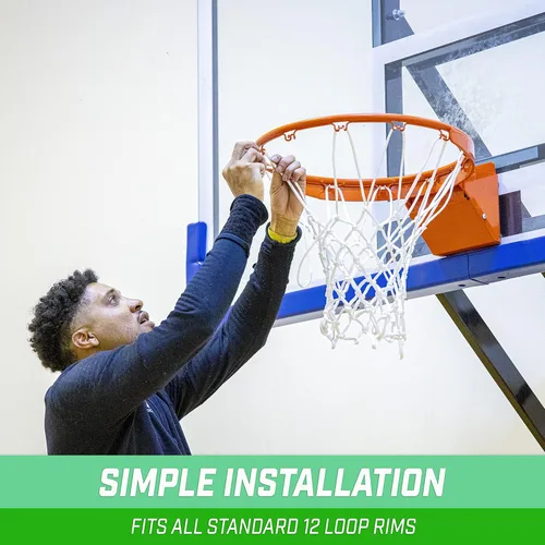 Vista 5 de GoSports Red de baloncesto de repuesto con 12 bucles, resistente para aros de interior y exterior, borde no incluido