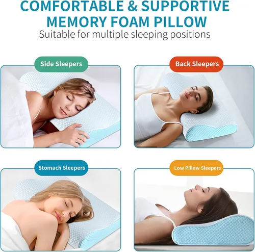 Vista 7 de Almohadas de Espuma Viscoelástica Almohada para el Cuello para Dormir, Almohada Cervical Ergonómica Almohada de Cama para Personas que Duermen