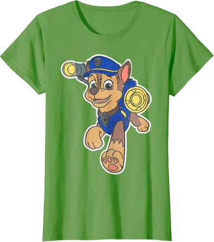 Vista 59 de Paw Patrol Chase Character Patch - Camiseta negra de manga corta con cuello redondo y ajuste clásico, talla S Negro