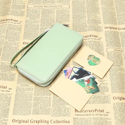 Vista 8 de OIDERY Cartera para tarjetas de crédito de gran capacidad para mujer, bloqueo RFID con correa extraíble