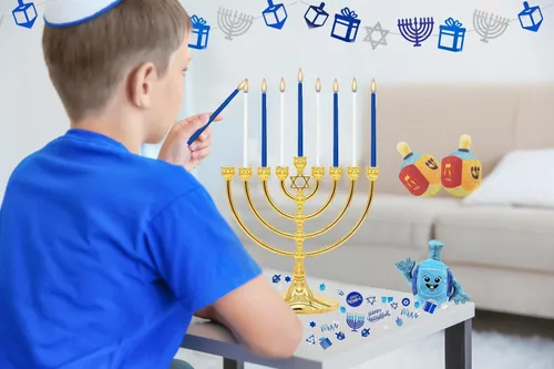 Vista 6 de 2 paquetes de velas de menorá de Janucá de lujo azules y blancas con forma de cono para las 8 noches de Janucá, tiempo de combustión de 45 minutos