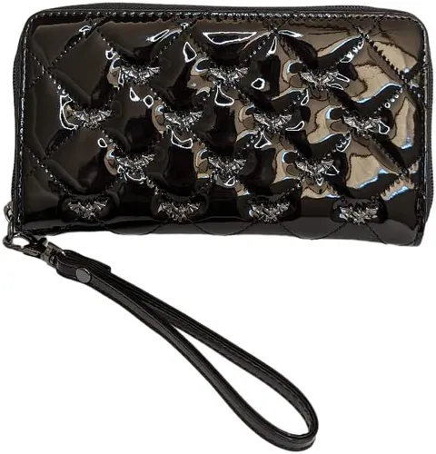 Vista 2 de Rock Rebel Studded Bats - Cartera con cremallera alrededor de color negro, Negro -, Cartera con cremallera