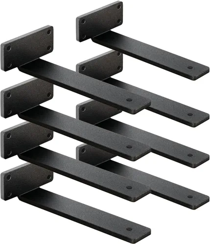 Vista 26 de Paquete de 4 soportes de estante flotantes de 4 pulgadas, soporte de estante oculto de 1/5 pulgadas de grosor, soportes de metal de hierro