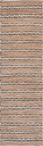 Vista 3 de SAFAVIEH Natural Fiber Collection NFB655Z - Alfombra de pasillo de 2 pies 3 pulgadas x 8 pies, color negro y natural, hecha a mano de yute a rayas