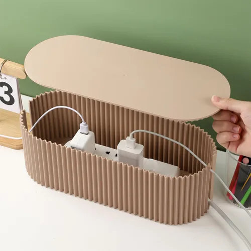 Vista 4 de Caja de Gestión de Cables Grande Caja Organizadora de Cables para Regletas de Corriente, Protectores de Sobretensión, Cargadores, Adaptadores