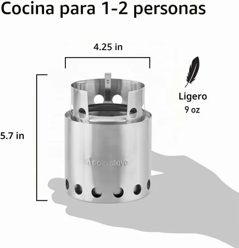 Vista 3 de Solo Stove Lite - Estufa portátil para acampar, senderismo y supervivencia Quema de leña potente y eficiente y baja en humo Estufa de cohetes