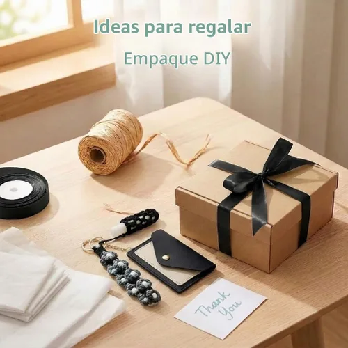 Vista 6 de BIHRTC Cartera llavero de pulsera boho con soporte para lápiz labial, pulsera brazalete hecha a mano Negro Gris