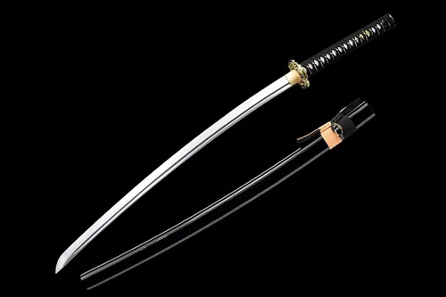 Vista 2 de Espada Katana Tradicional Forjada a Mano con Templado de Calor/Arcilla Verdaderas Katanas de Acero al Carbono 1060/1095 T10, Afilar, Espiga