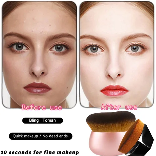 Vista 3 de Brocha de maquillaje Kabuki autobronceadora extra grande de 2.953 in, paquete de 2 para drenaje linfático, cepillo para base de polvo líquido