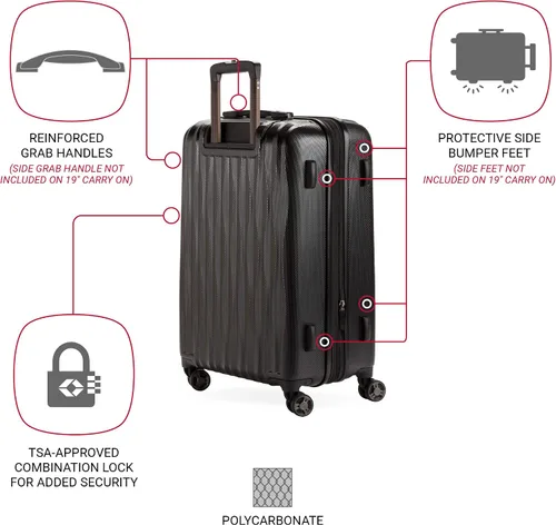 Vista 3 de SWISSGEAR 7272 - Maleta rígida y expandible con ruedas giratorias