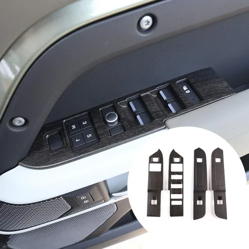 Vista 10 de Accesorios de coche para Land Rover Defender 110 130 2020 ABS Fibra de carbono Ventana Interruptor de elevación Botones Cubierta del marco