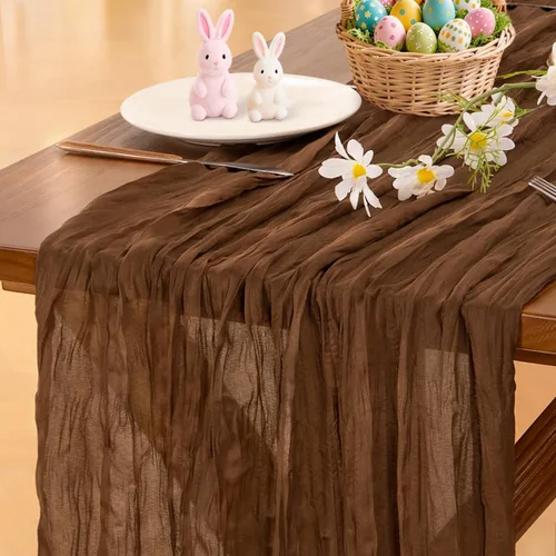 Vista 61 de Socomi - Camino de mesa de gasa, estilo bohemio y rústico, para primavera, Pascua, bodas, fiestas, baby showers y decoración, 120 pulgadas/10 pies