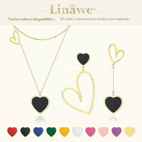 Vista 6 de Linawe Mismatched Heart Dangle Earrings for Women Trendy