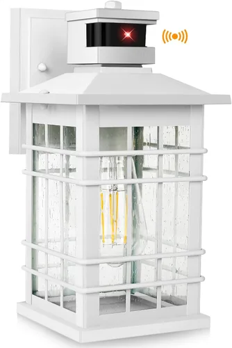Vista 19 de Lámpara exterior con sensor de movimiento para montaje en pared, de bronce aceitado del anochecer al amanecer, impermeable, con base E26, linterna