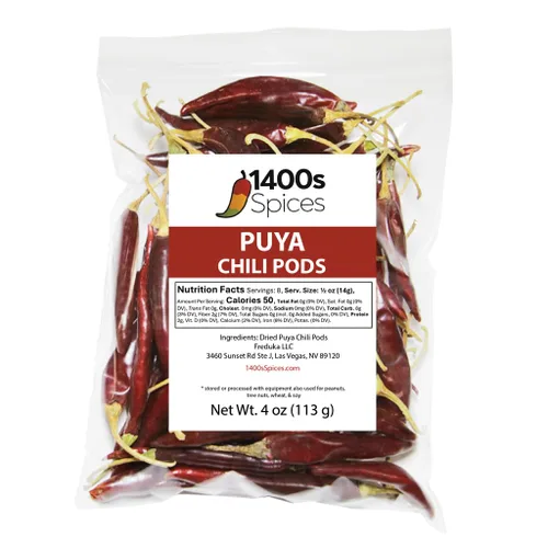 Vista 5 de Pimientos enteros secos Puya de 1 libra, cápsulas de Seco Pulla Chile Perfecto para hacer salsas, adobos, adobos, sopas, guisos y auténticas