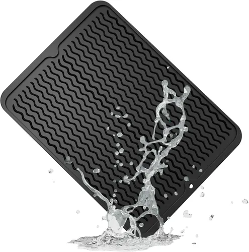 Vista 57 de ZLR 2 bandejas de silicona para fregadero (6 x 12 pulgadas/6.024 x 12.008 in) - Soporte estrecho para esponja para encimera de cocina - Tapete Negro