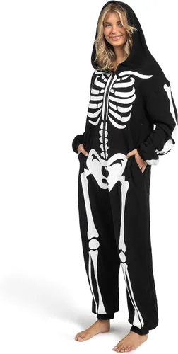 Vista 7 de Spooktacular Creations Adult Skeleton Costumes for Women Skeleton jumpsuit Pajama Zip-Up Hooded Jumpsuit Halloween costume