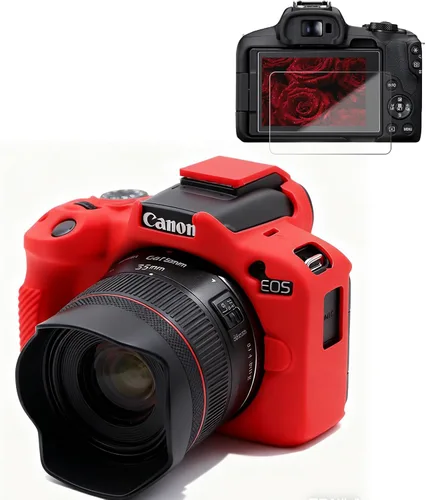 Vista 8 de Funda para cámara Canon EOS R50, funda protectora de silicona suave, antiarañazos, funda ajustada delgada con accesorios de protector de pantalla