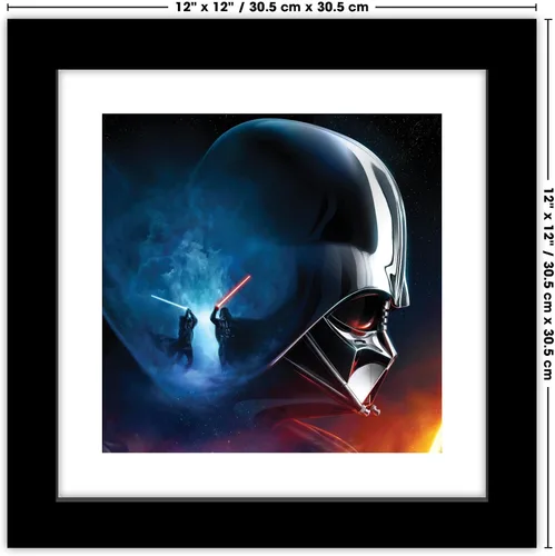 Vista 7 de Gallery Pops Star Wars: Obi-Wan Kenobi - Arte de pared de Darth Vader Saber Fight, versión enmarcada en negro, 12 x 12 pulgadas