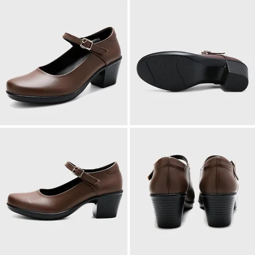 Vista 7 de mznrjoa Zapatos de tacón grueso Mary Jane para mujer