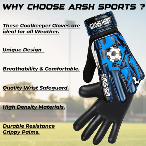 Vista 3 de Guantes de portero de fútbol para niños, guantes de portero para jóvenes niños y niñas con palma de látex de 4MM, antideslizantes, protección doble