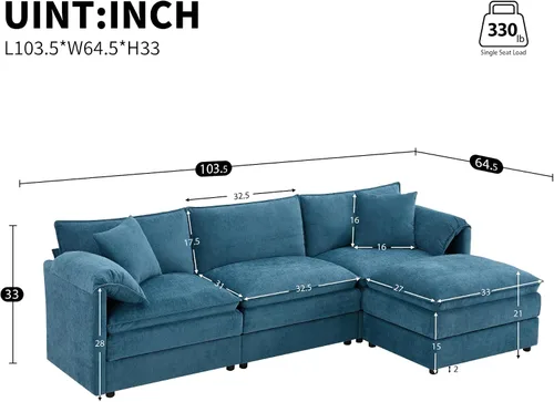 Vista 54 de Moderno sofá modular en forma de U con almohadas para la cintura, sofá cama con diván, sofá tapizado simétrico de felpilla de 6 asientos para sala