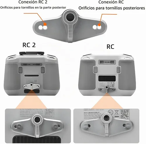 Vista 5 de RC2 Adaptador de montaje de bicicleta para DJI Mini 3 Pro/Mini 4 Pro/Mini 3/Neo controlador con pantalla 1/4 puerto de tornillo para montaje