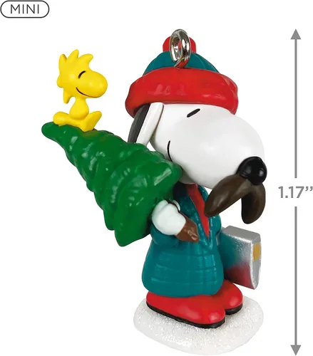 Vista 5 de Hallmark Keepsake Adorno de Navidad en miniatura de 1.26 pulgadas 2021, diversión de invierno de cacahuetes con Snoopy, mini
