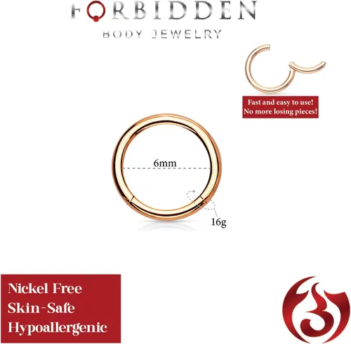Vista 86 de Forbidden Body Jewelry - Piercing para la nariz de acero quirúrgico 316L con bisagra, 14G, 16G, 18G, diámetro de 15/64, 5/16, 25/64, 15/32 pulgadas