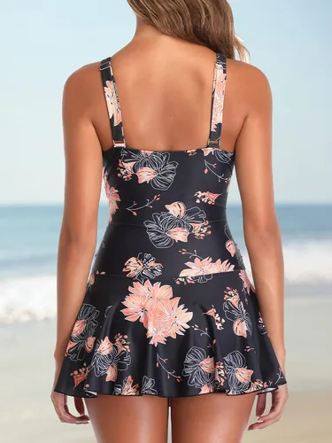 Vista 6 de Summer Mae - Traje de baño para mujer de una pieza con control de abdomen y estampado floral, talla extra grande.