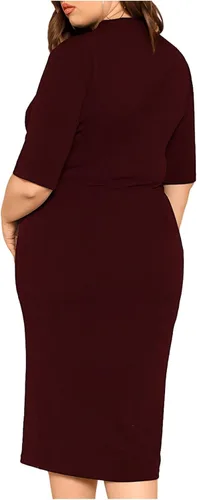 Vista 2 de Floerns Vestido midi ajustado de manga corta con cuello alto falso para mujer